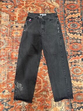Big Boy Skater Relaxed Black Men's Jeans with Subtle Distressing